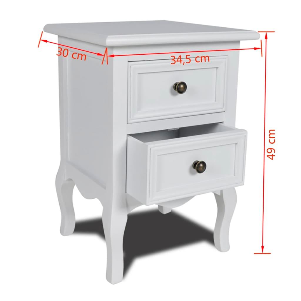 Nightstand with 2 Drawers MDF White