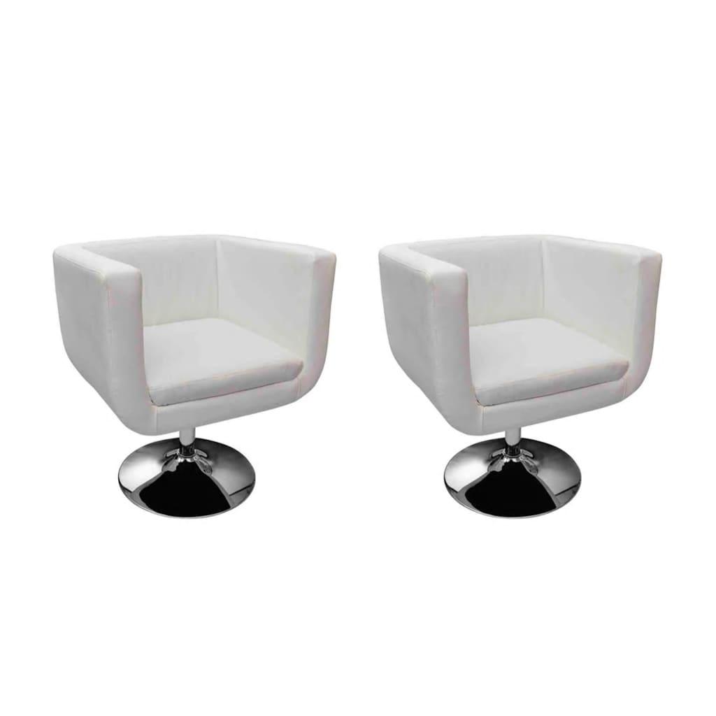 Bar Chairs 2 pcs White Faux Leather