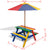 Kids' Picnic Table with Benches and Parasol Multicolour Wood