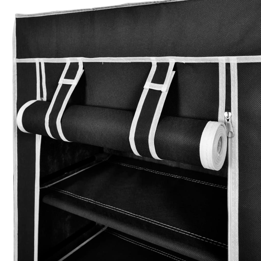 Fabric Shoe Cabinet with Cover 58 x 28 x 106 cm Black