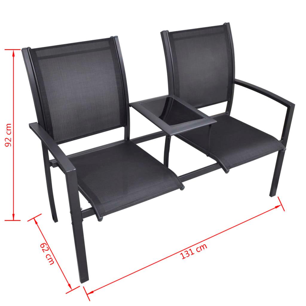 2 Seater Garden Bench 131 cm Steel and Textilene Black