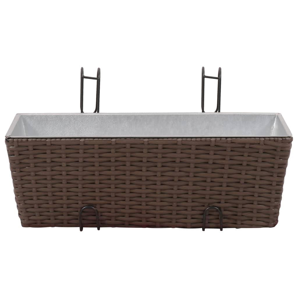 Balcony Trapezoid Rattan Planter Set 50 cm 2 pcs Brown
