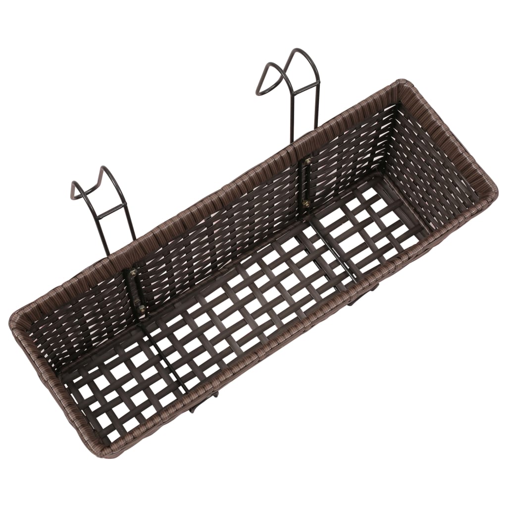 Balcony Trapezoid Rattan Planter Set 50 cm 2 pcs Brown