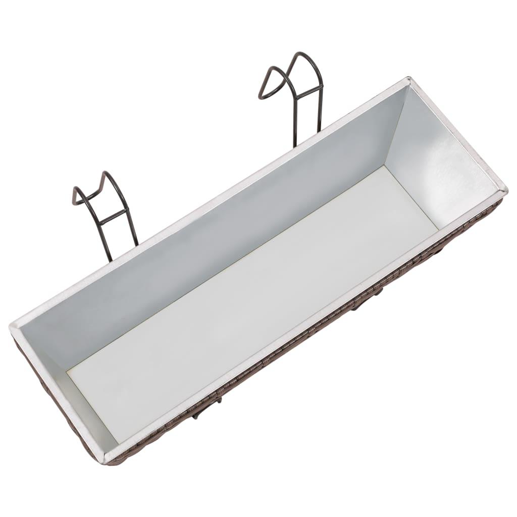 Balcony Trapezoid Rattan Planter Set 50 cm 2 pcs Brown