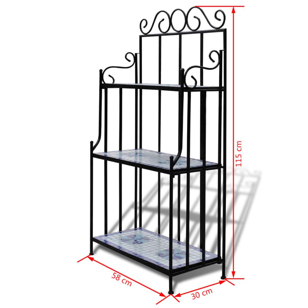 Plant Stand Plant Display Blue White Mosaic Pattern