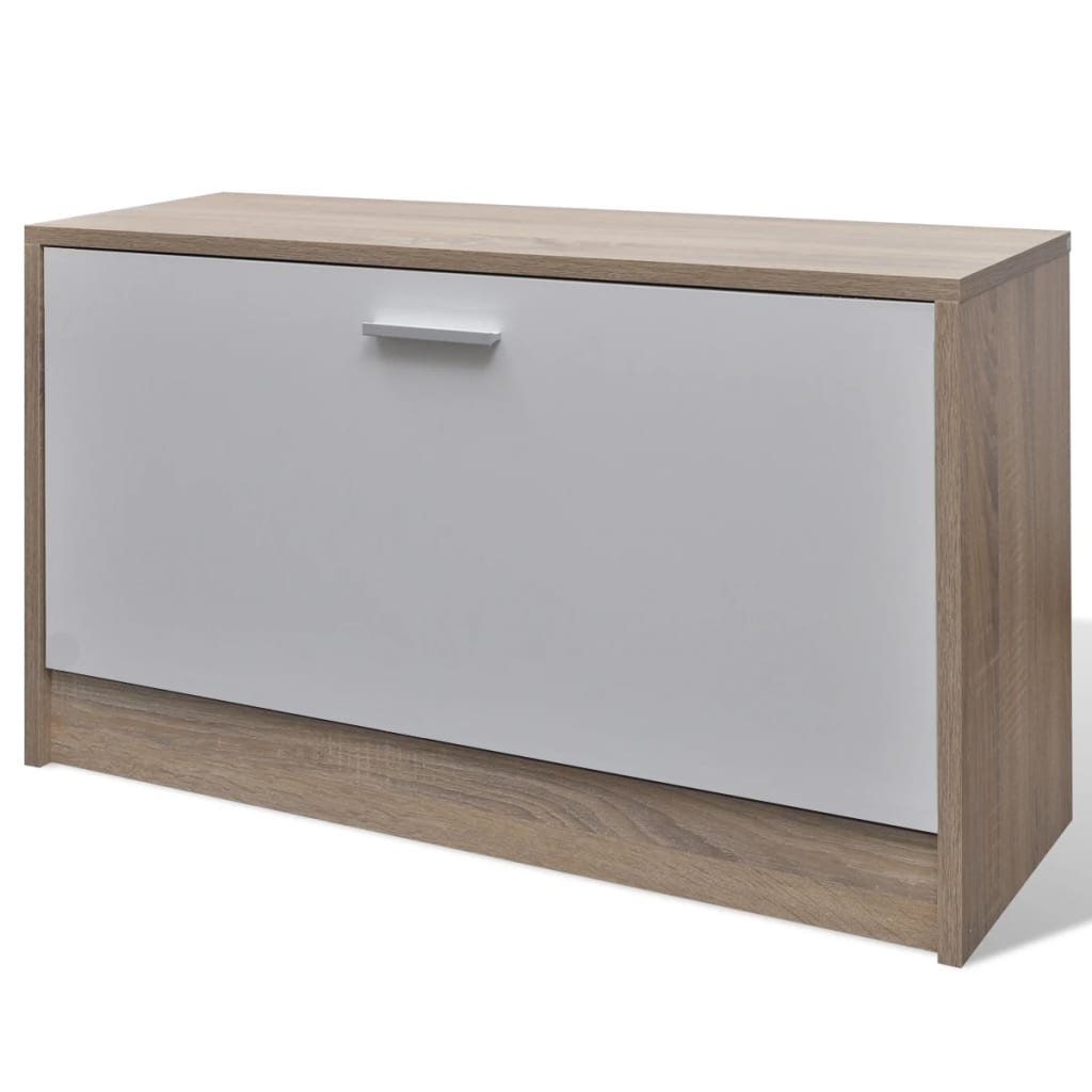 Oak and White 3-in-1 Wooden Shoe Cabinet Set
