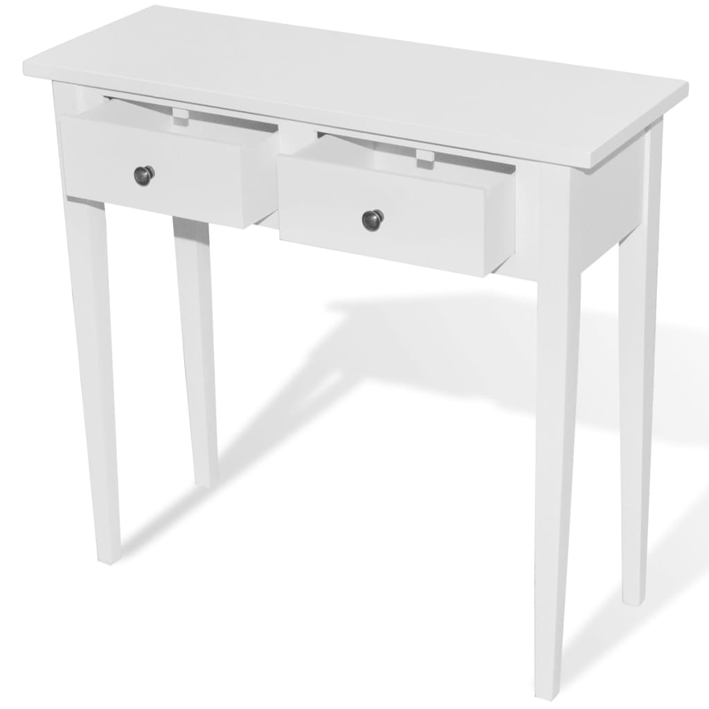 Dressing Console Table with Two Drawers White