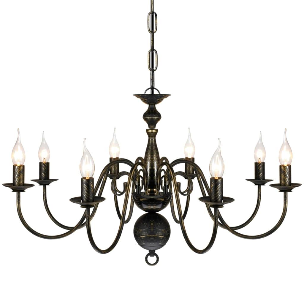 Antique Black Metal Chandelier 8 x E14 Bulbs