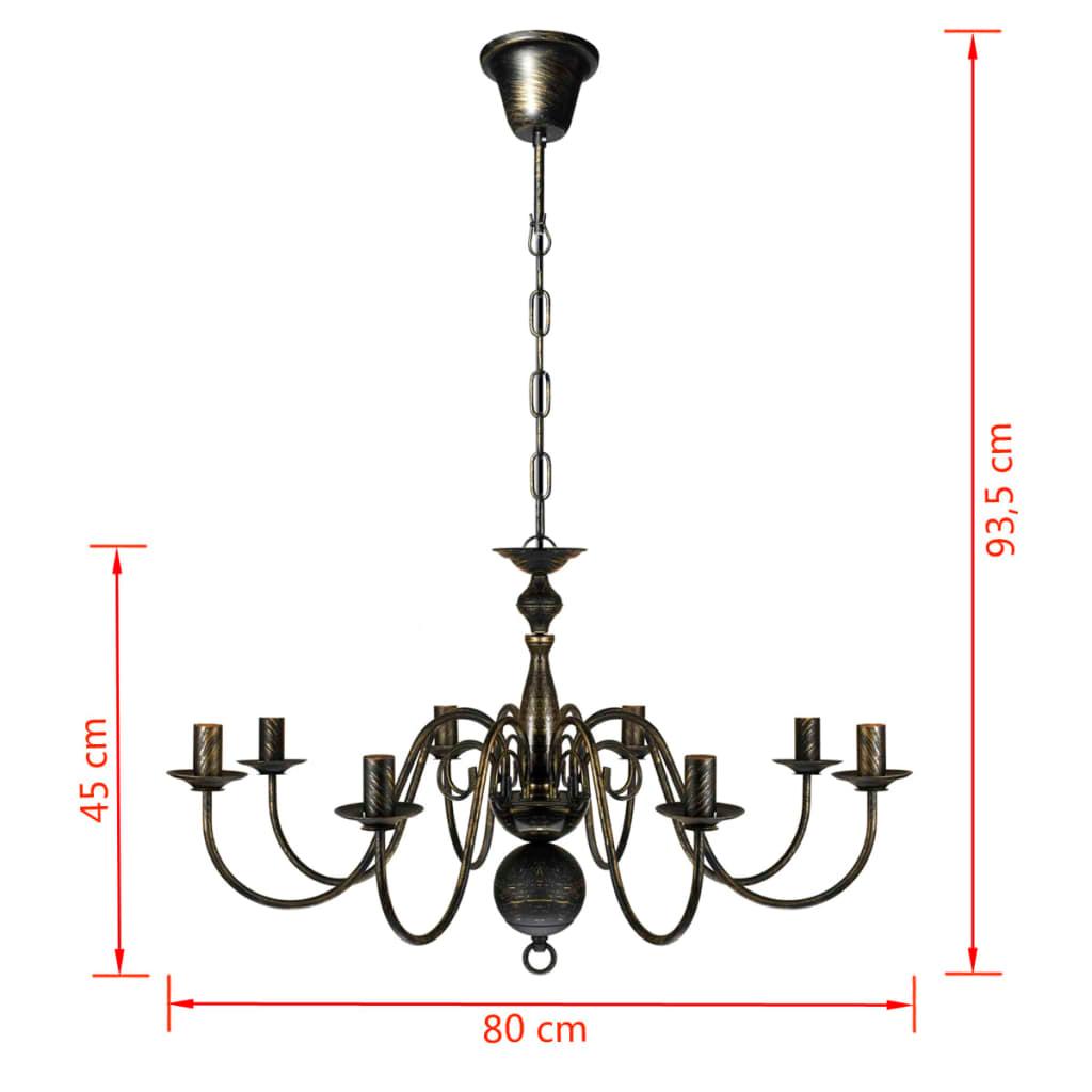 Antique Black Metal Chandelier 8 x E14 Bulbs