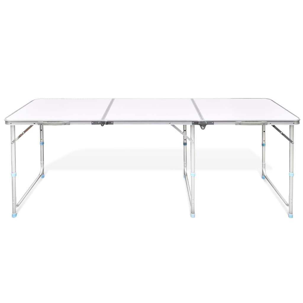 Foldable Camping Table Height Adjustable Aluminium 180 x 60 cm