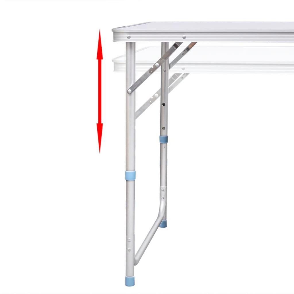 Foldable Camping Table Set with 6 Stools Height Adjustable 180 x 60 cm