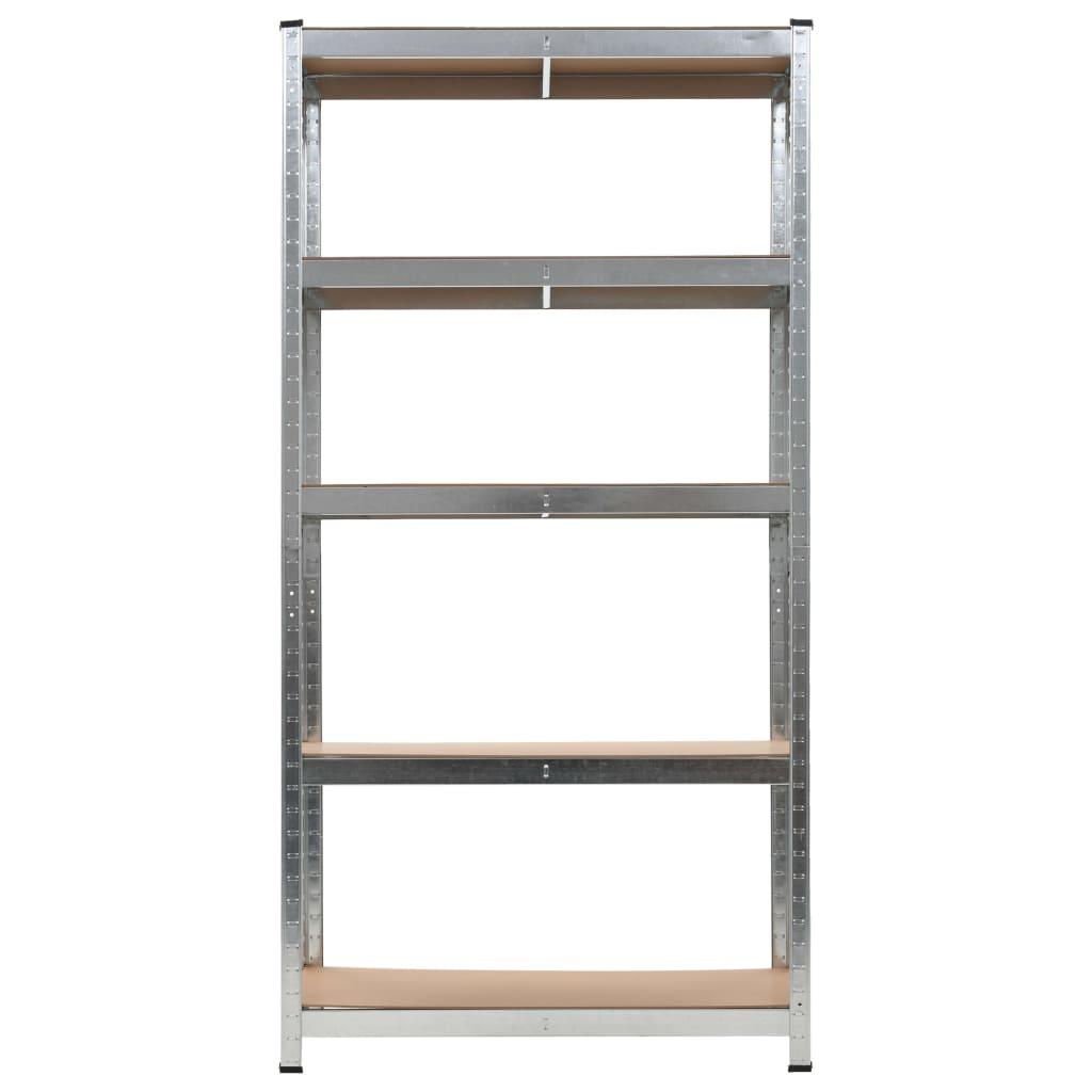 5-Layer Heavy-duty Shelves 5 pcs Silver Steel&Engineered Wood