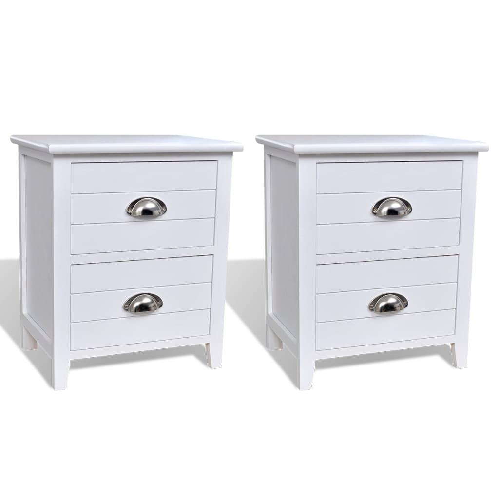 Nightstand 2 pcs with 2 Drawers White