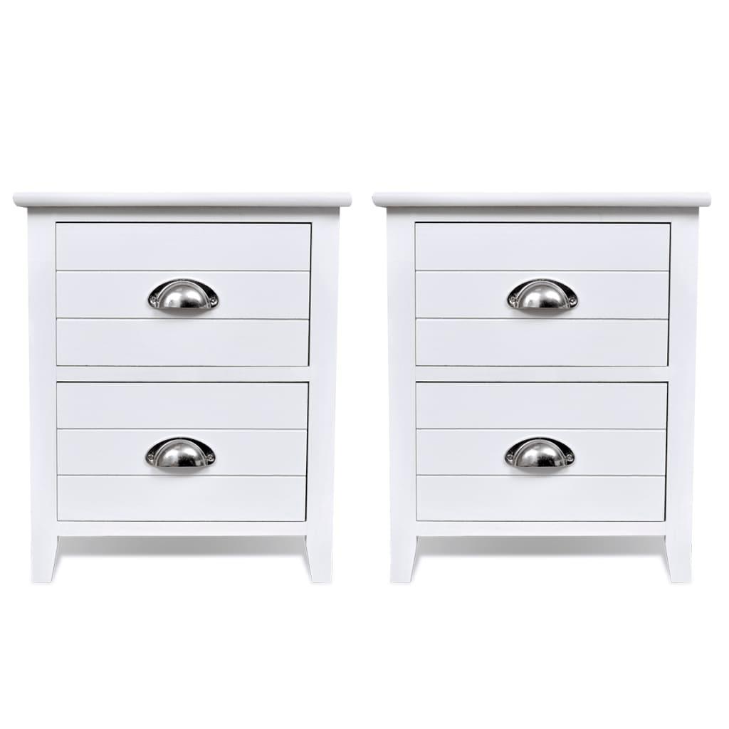 Nightstand 2 pcs with 2 Drawers White