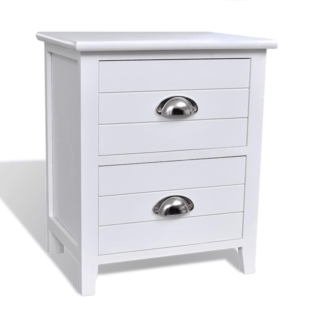 Nightstand 2 pcs with 2 Drawers White