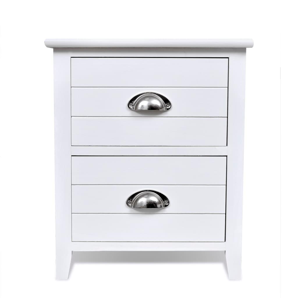 Nightstand 2 pcs with 2 Drawers White
