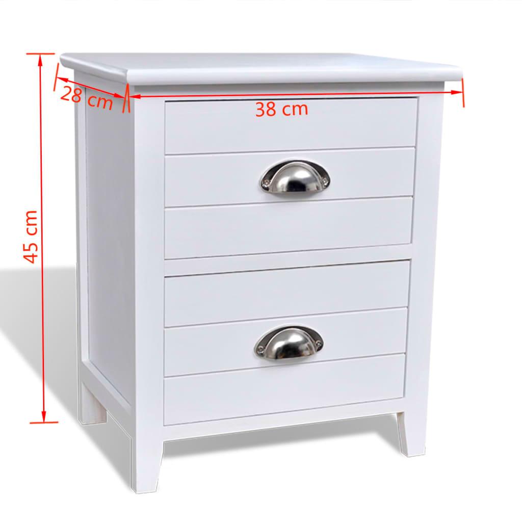 Nightstand 2 pcs with 2 Drawers White