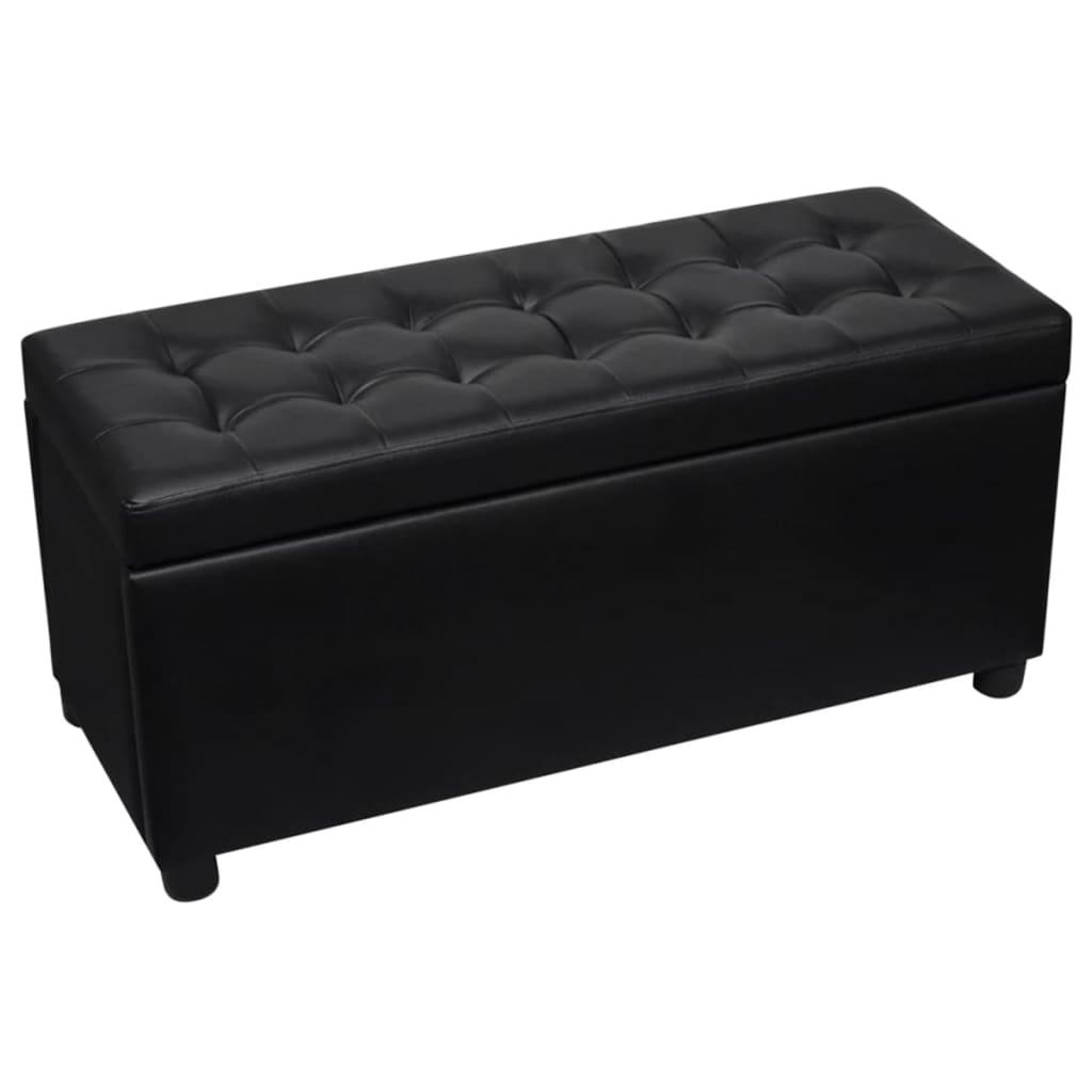 Storage Ottoman Artificial Leather Black