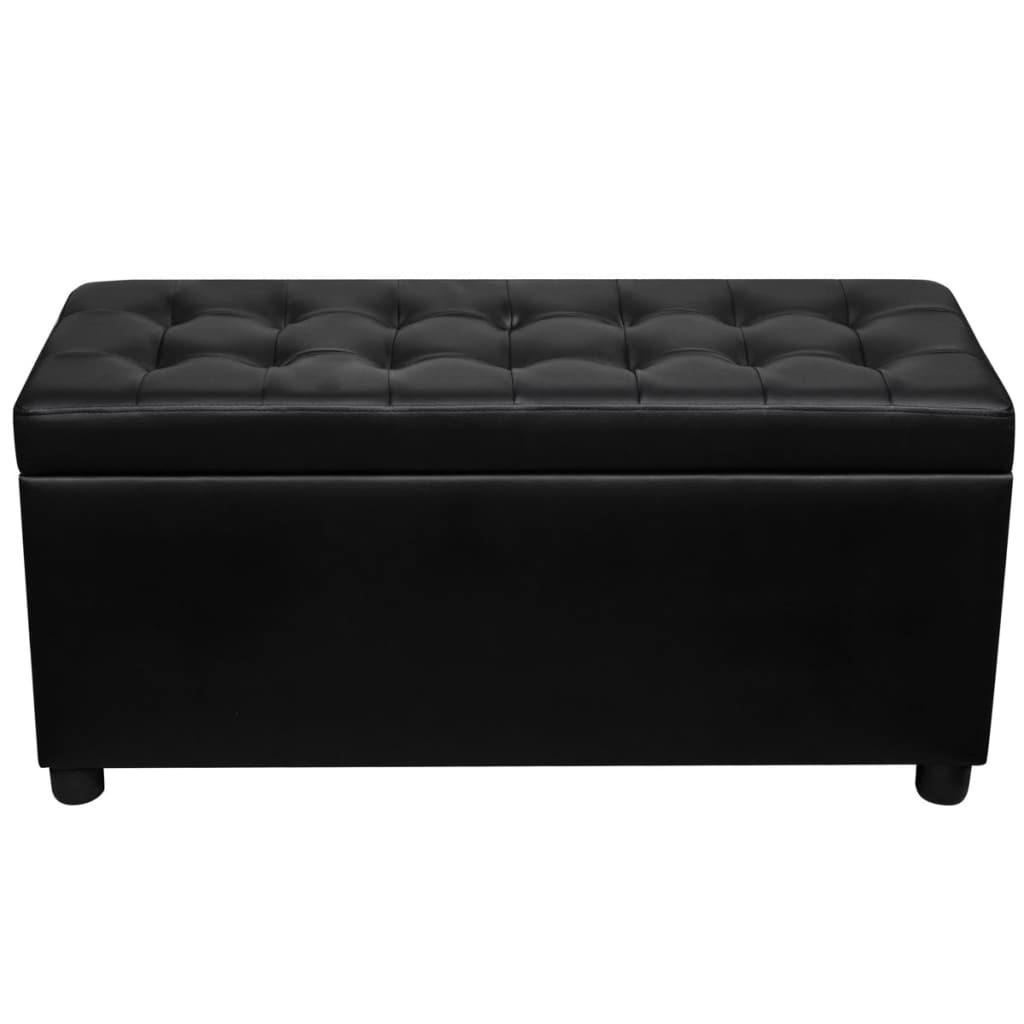 Storage Ottoman Artificial Leather Black