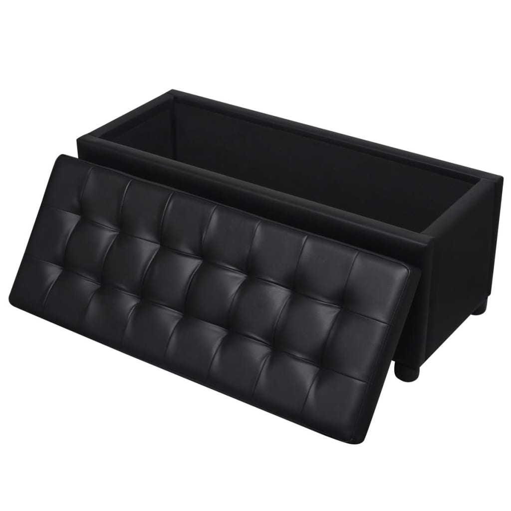 Storage Ottoman Artificial Leather Black