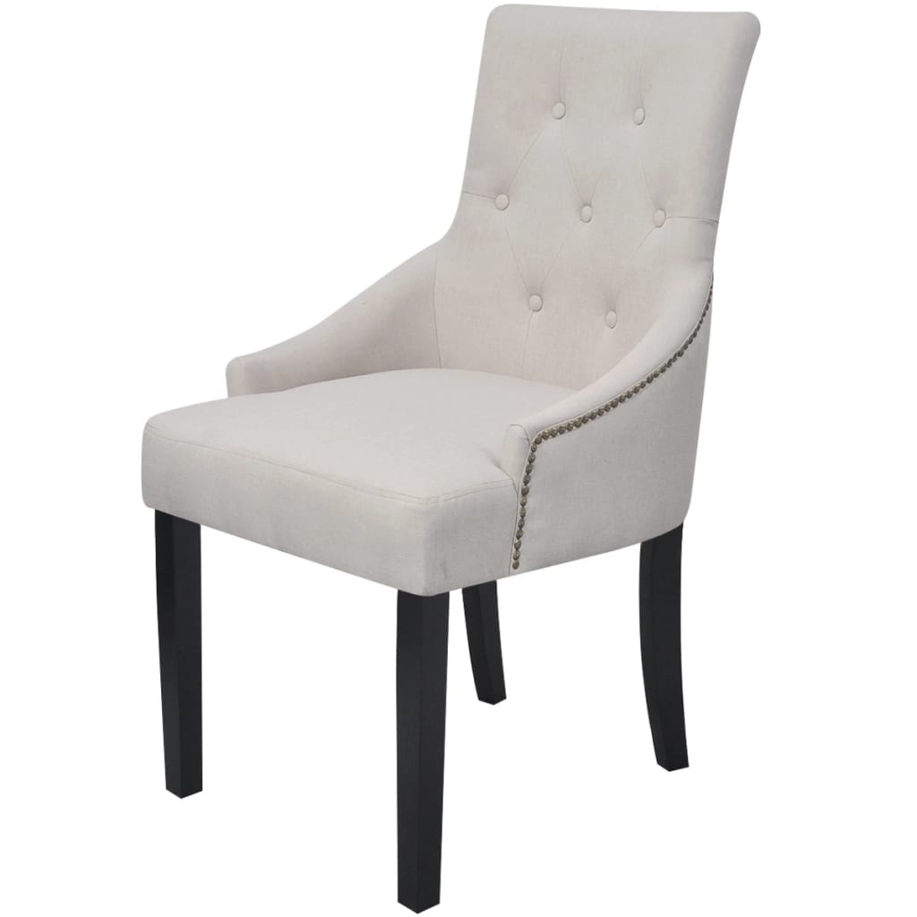 Dining Chairs 2 pcs Cream Grey Fabric