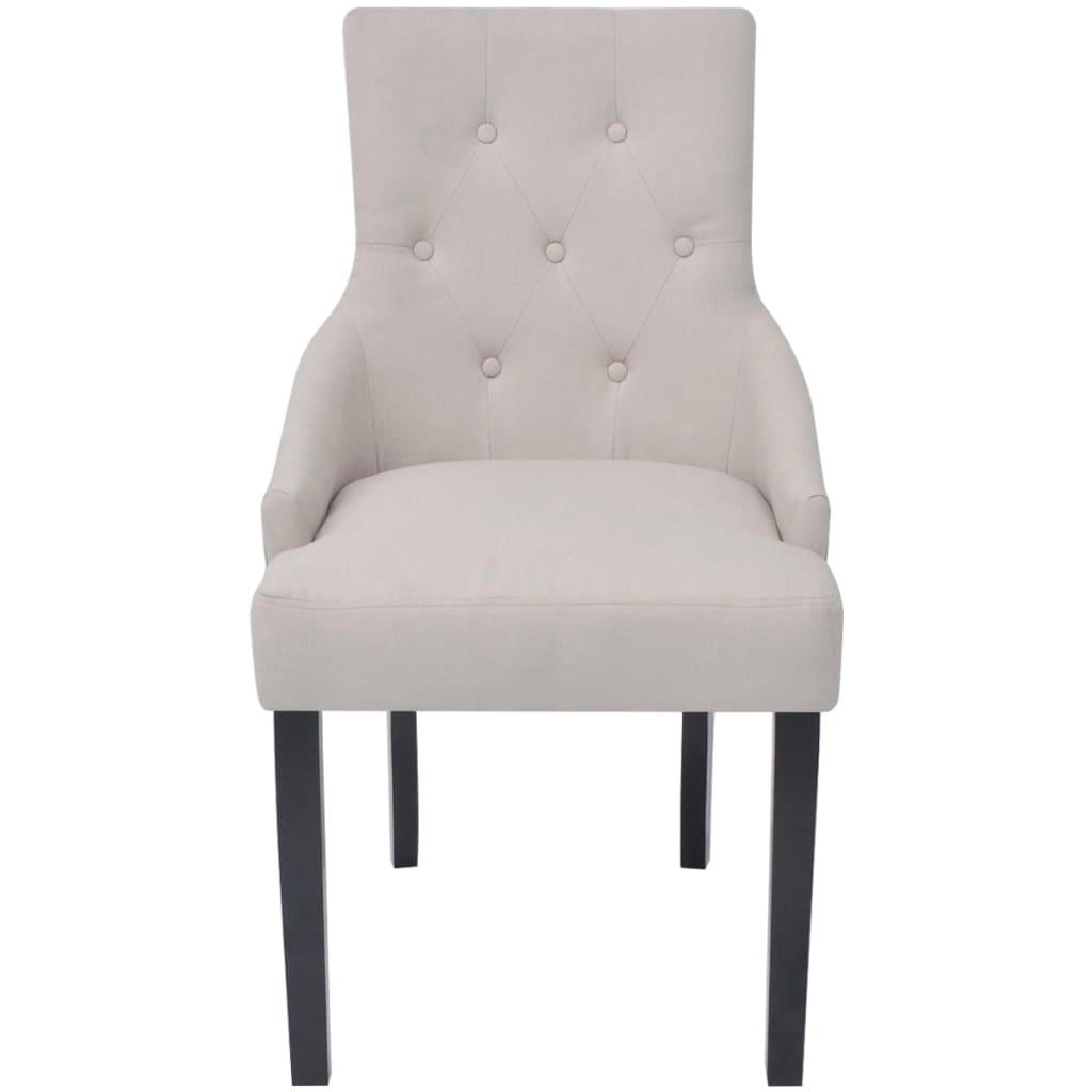 Dining Chairs 2 pcs Cream Grey Fabric