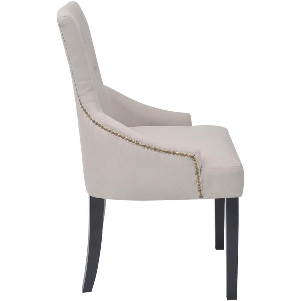 Dining Chairs 2 pcs Cream Grey Fabric