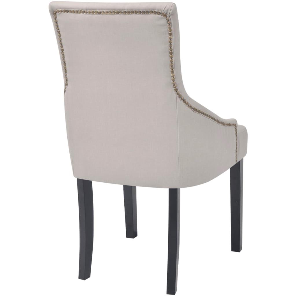 Dining Chairs 2 pcs Cream Grey Fabric