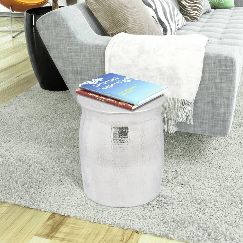 Hammered Aluminium Stool/Side Table Silver