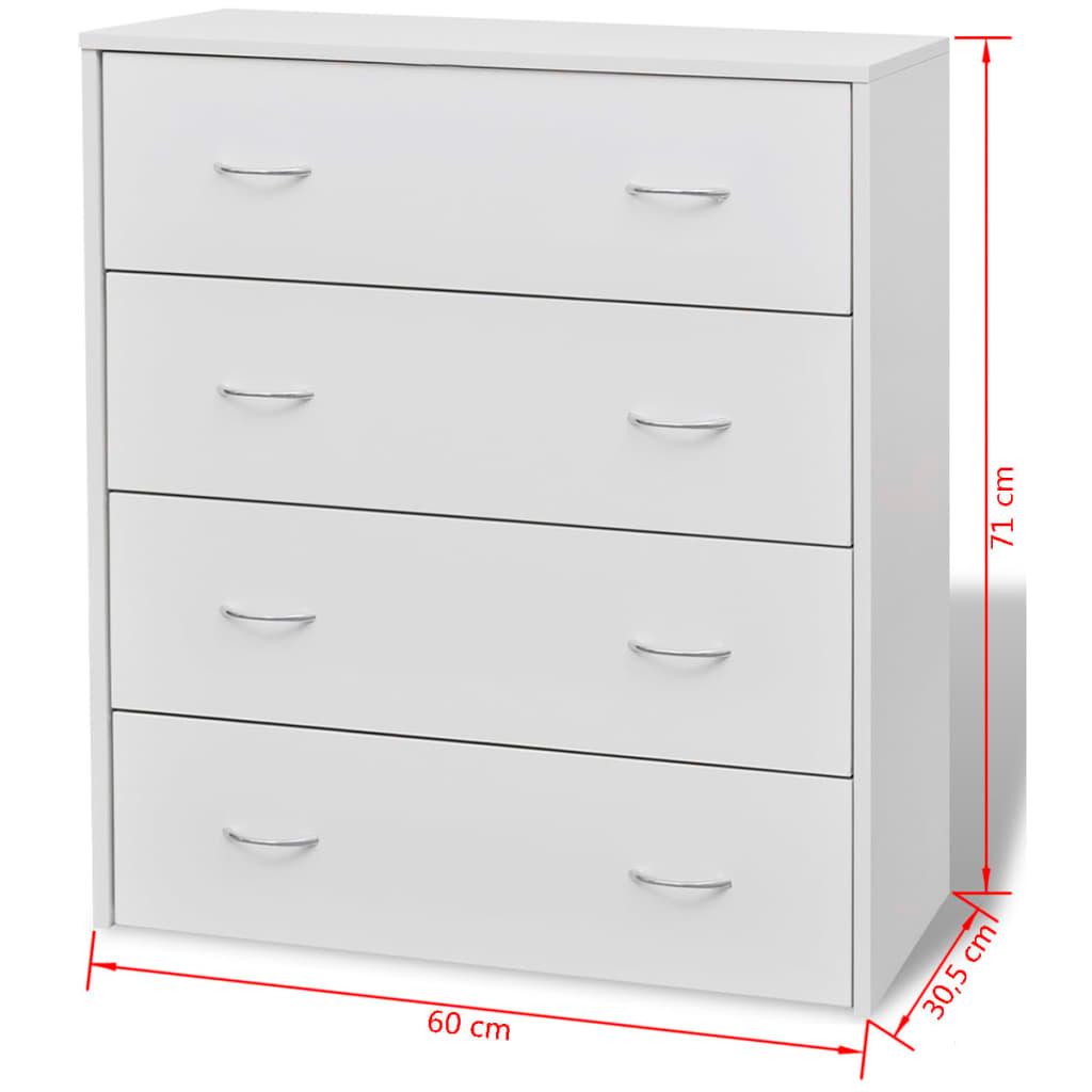 Sideboard with 4 Drawers 60x30.5x71 cm White