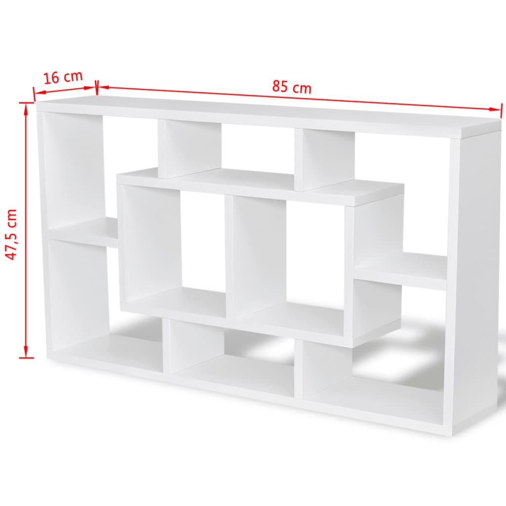 Floating Wall Display Shelf 8 Compartments White