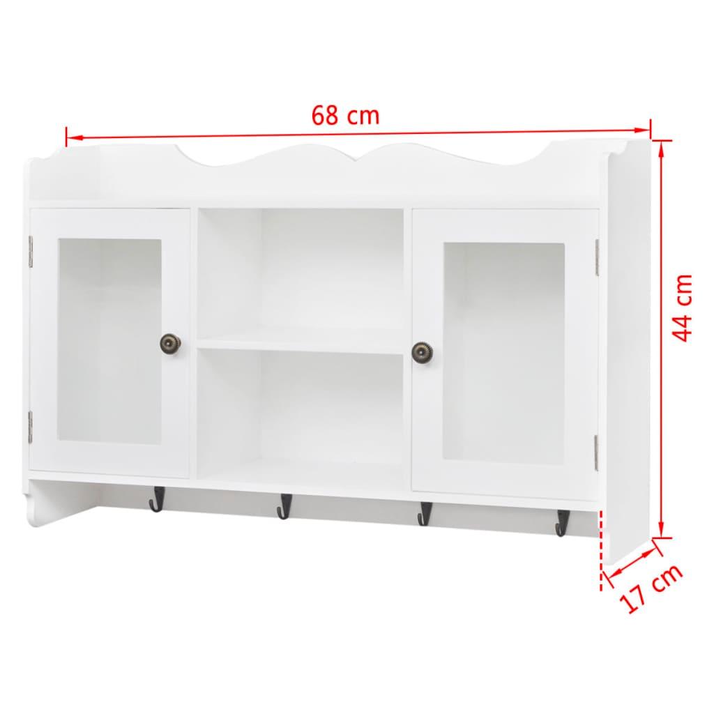Wall Cabinet Display Shelf Book/DVD/Glass Storage White MDF