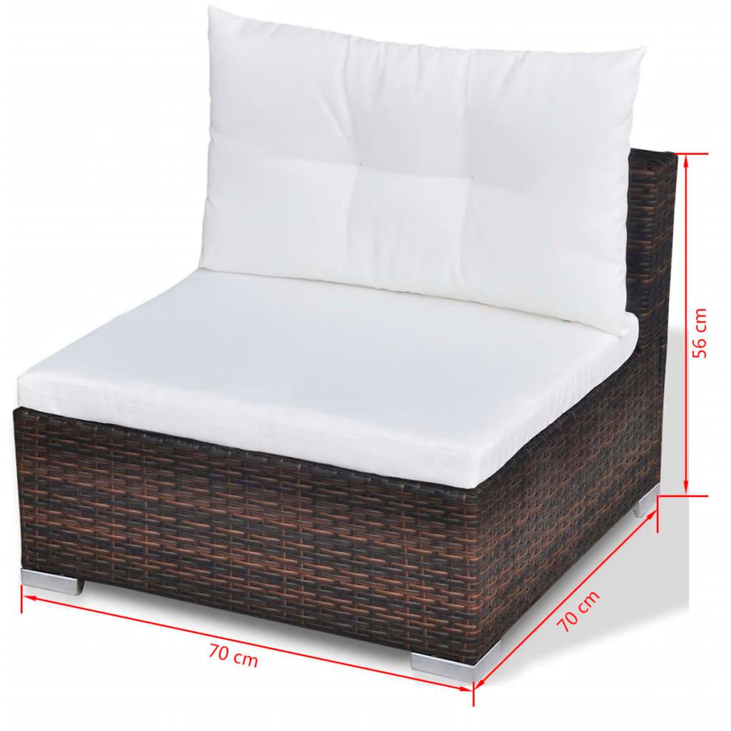 10 Piece Garden Lounge Set with Cushions Poly Rattan Brown
