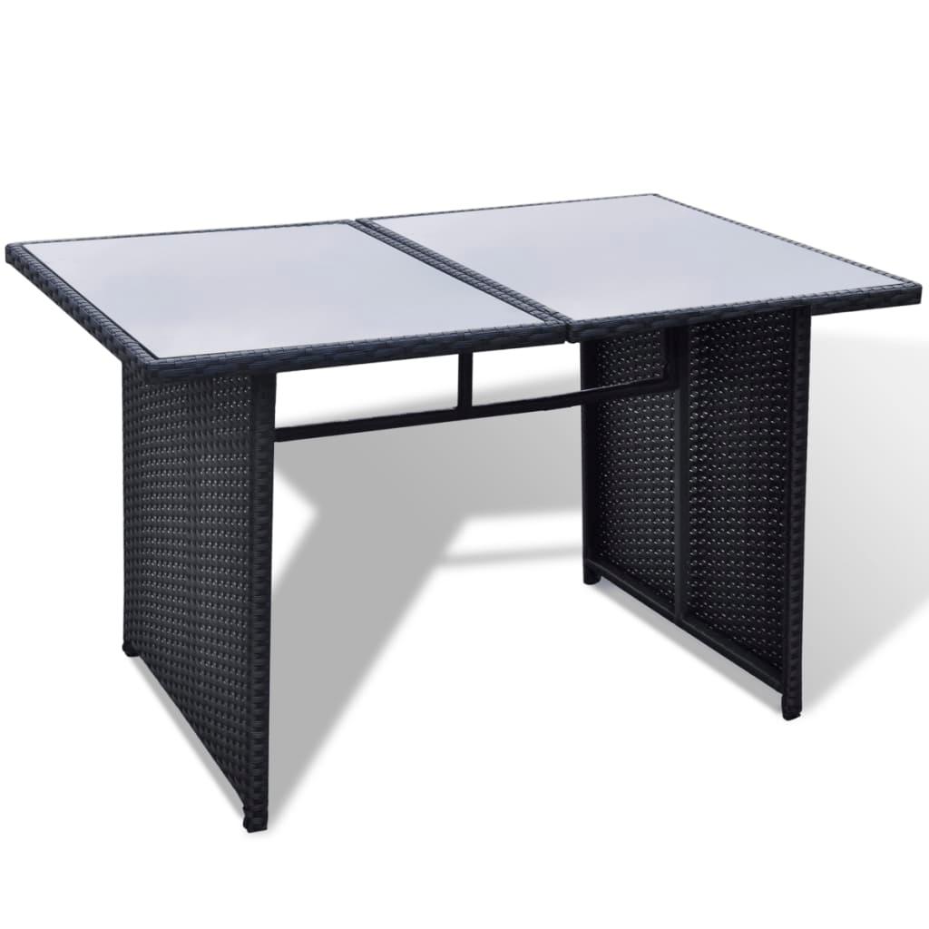10 Piece Garden Lounge Set with Cushions Poly Rattan Black