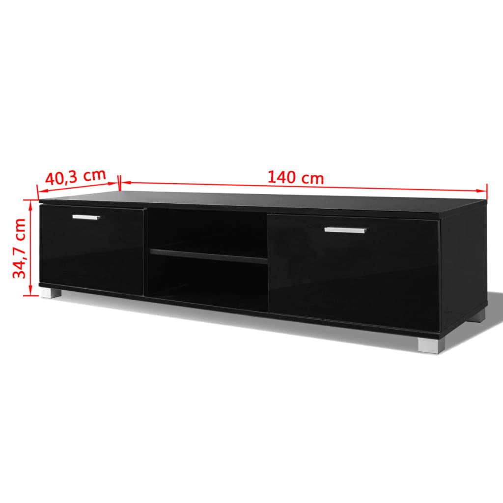 TV Cabinet High-Gloss Black 140x40.3x34.7 cm