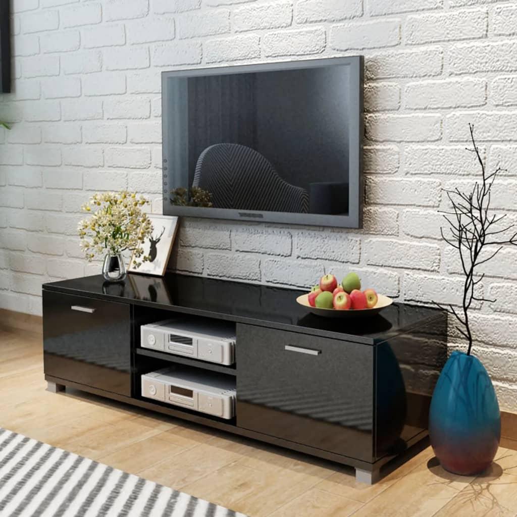 TV Cabinet High-Gloss Black 140x40.3x34.7 cm