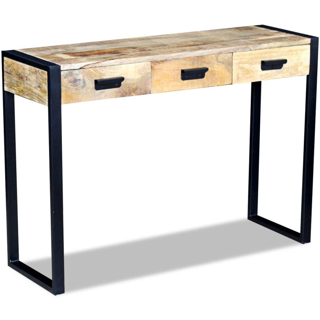 Console Table with 3 Drawers Solid Mango Wood 110x35x78 cm