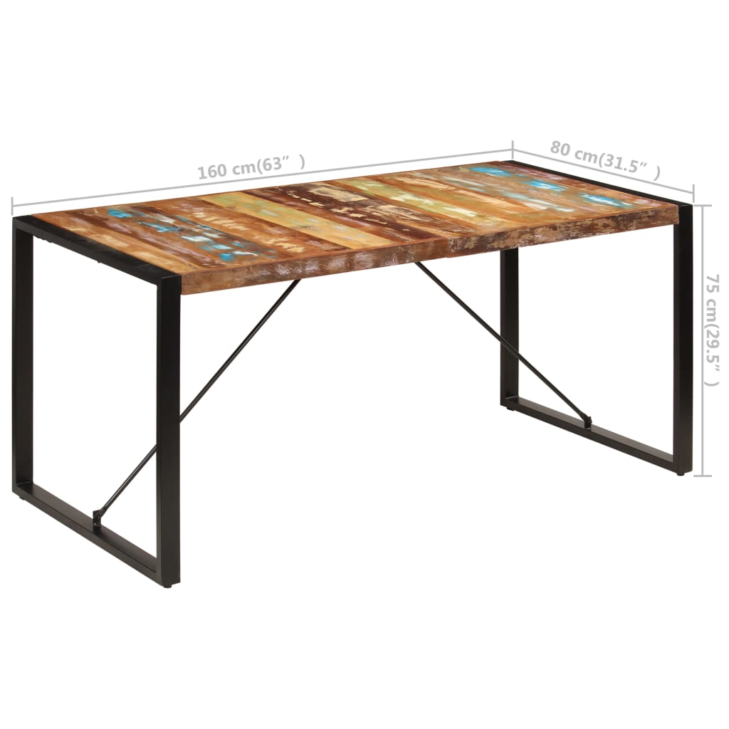 Dining Table 160x80x75 Cm Solid Reclaimed Wood