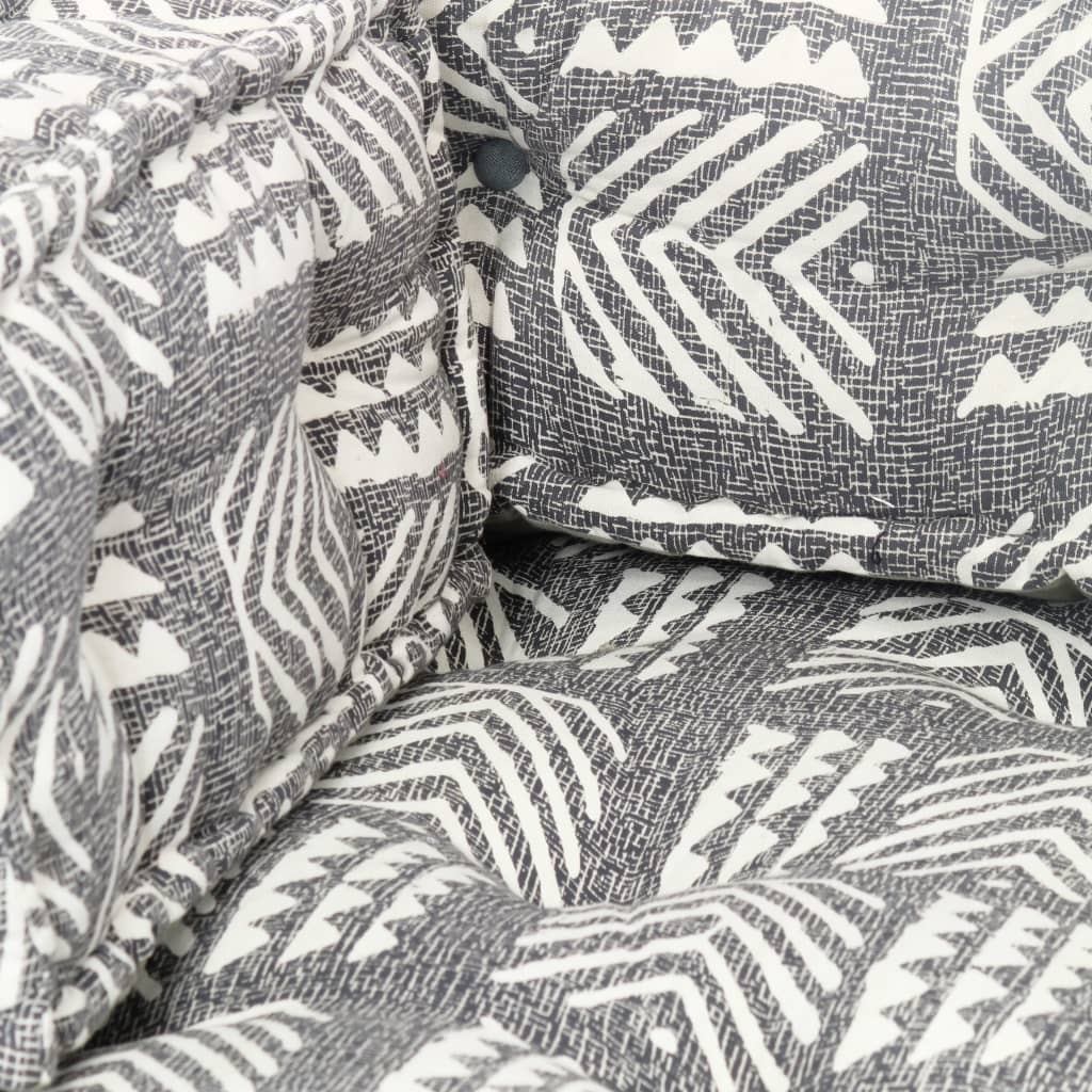 Pouffe Grey Stripe Fabric