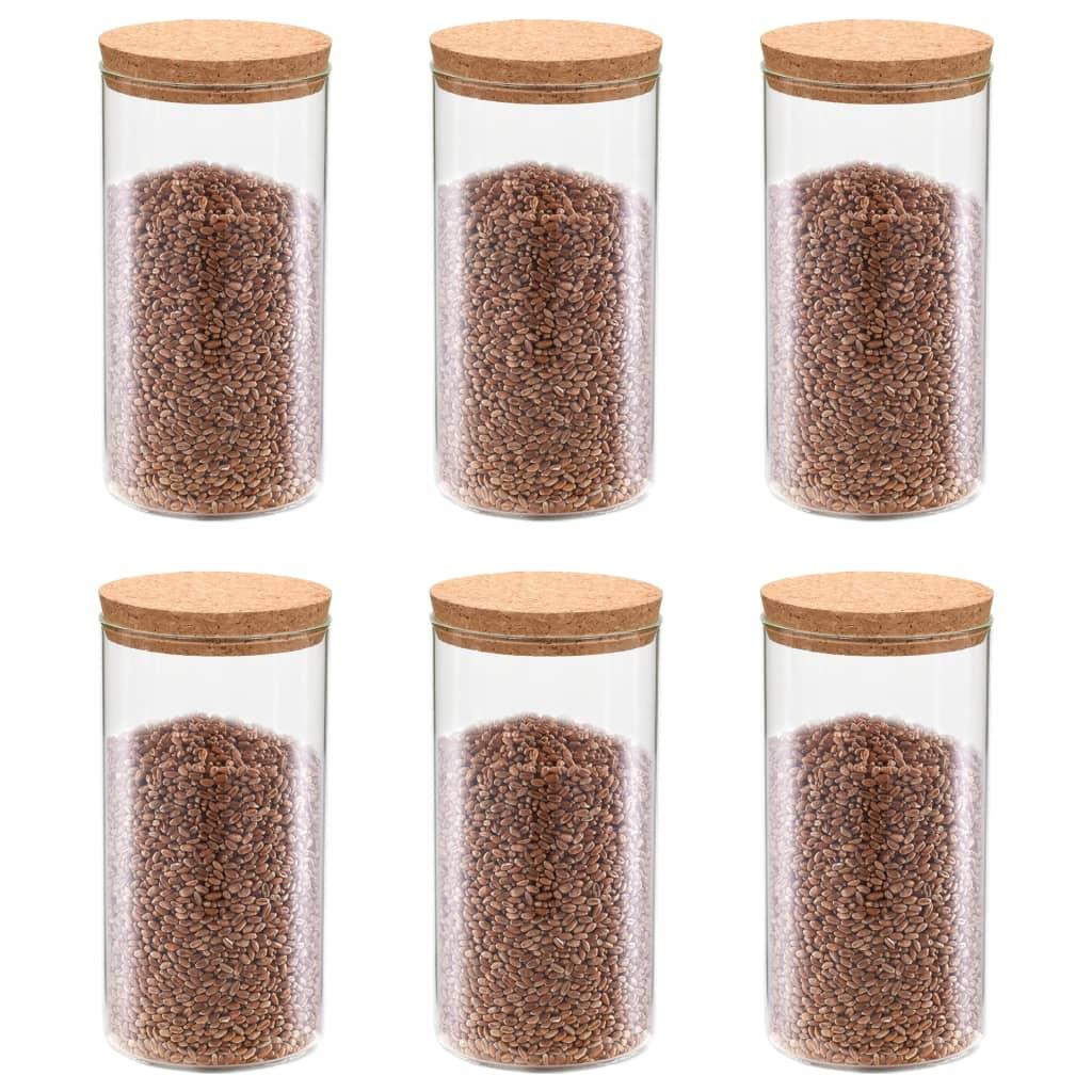 Storage Glass Jars with Cork Lid 6 pcs 1400 ml