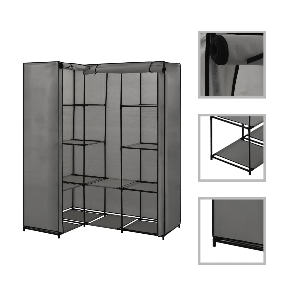 Corner Wardrobe Grey 130x87x169 cm