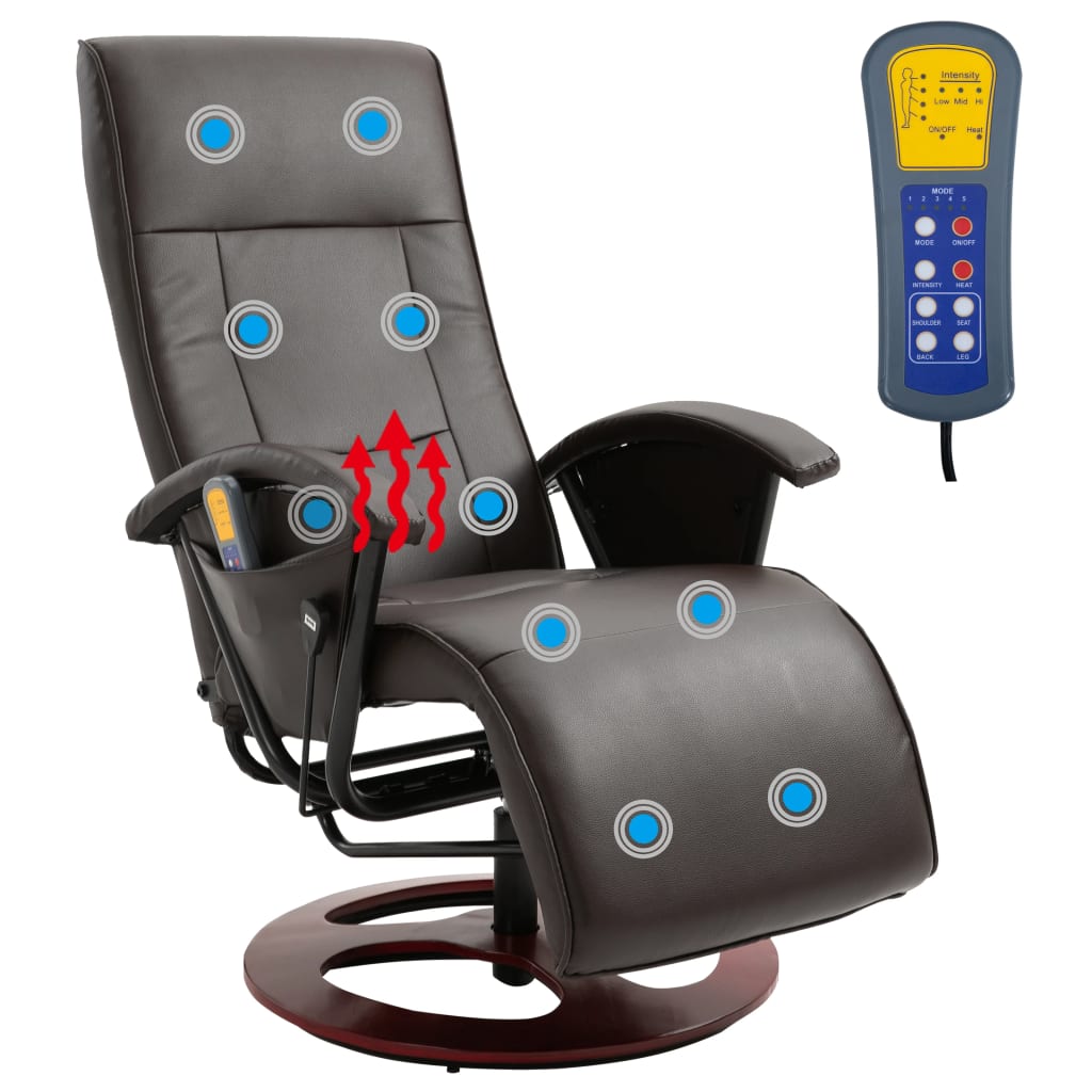 Massage Chair Brown Faux Leather