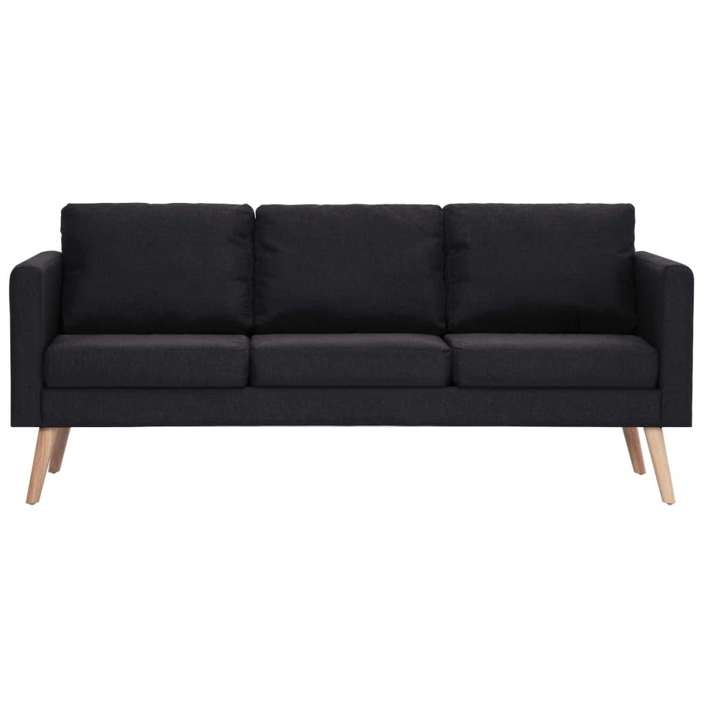 3-Seater Sofa Fabric Black