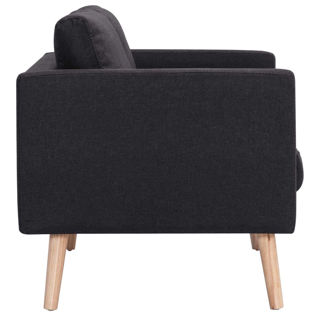 3-Seater Sofa Fabric Black