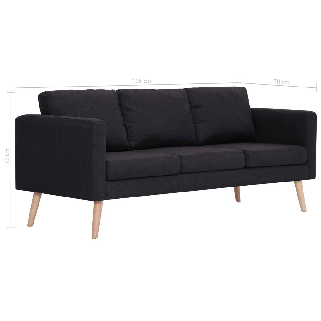 3-Seater Sofa Fabric Black