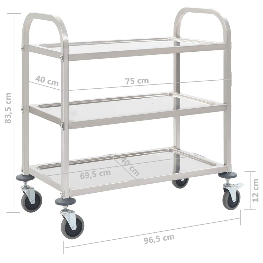 3-Tier Kitchen Trolley 95x45x83.5 cm Stainless Steel