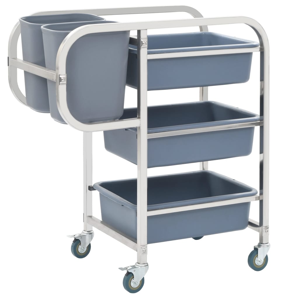 Kitchen Cart with Plastic Containers 82x43.5x93 cm