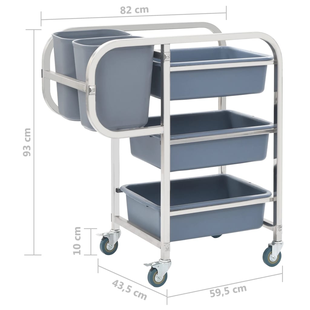 Kitchen Cart with Plastic Containers 82x43.5x93 cm