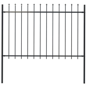 Garden Fence with Spear Top Steel 1.7x1.2 m Black