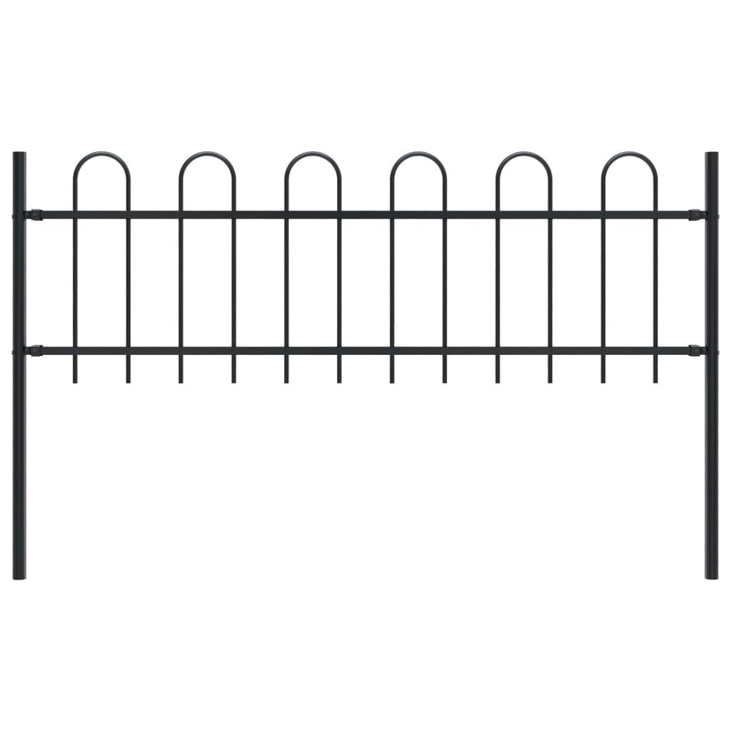Garden Fence with Hoop Top Steel 1.8 m Black